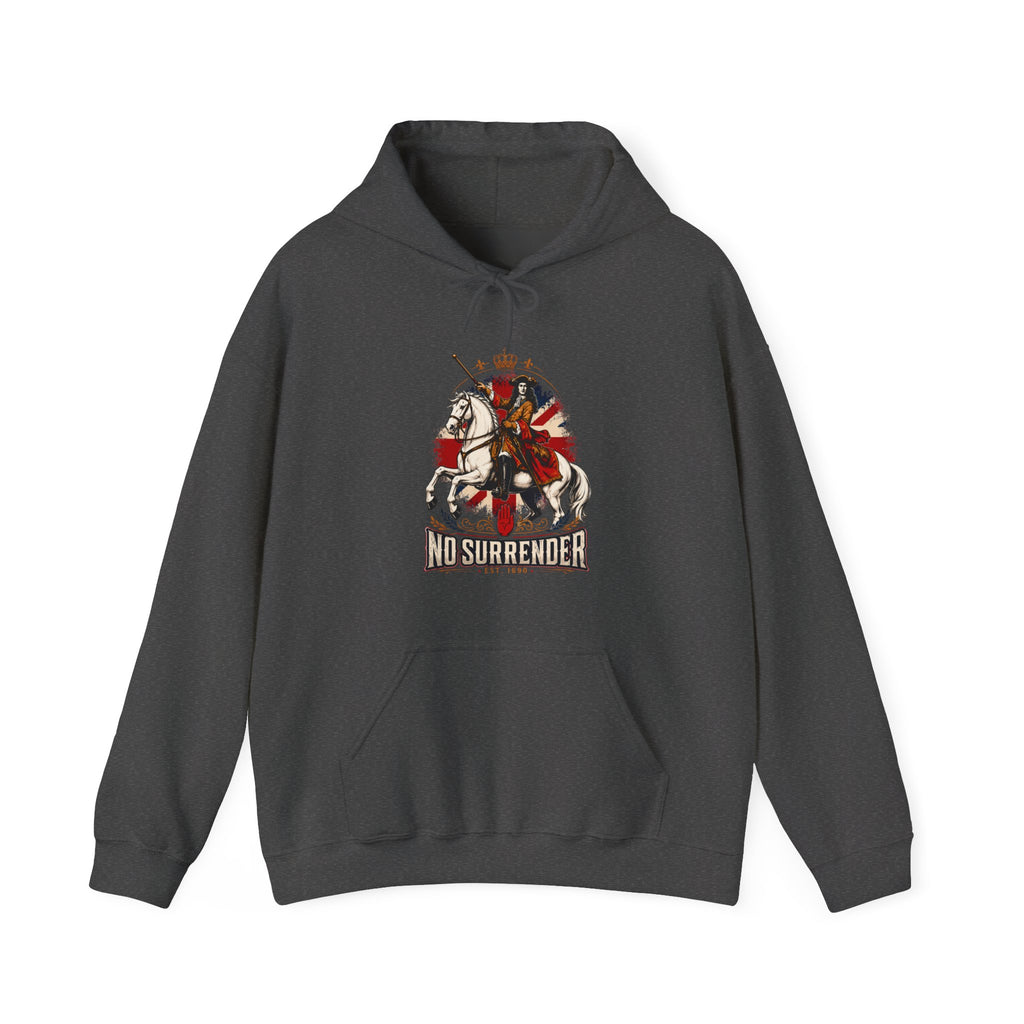 No Surrender Hoodie — Vintage Knight Coat of Arms Graphic Sweatshirt
