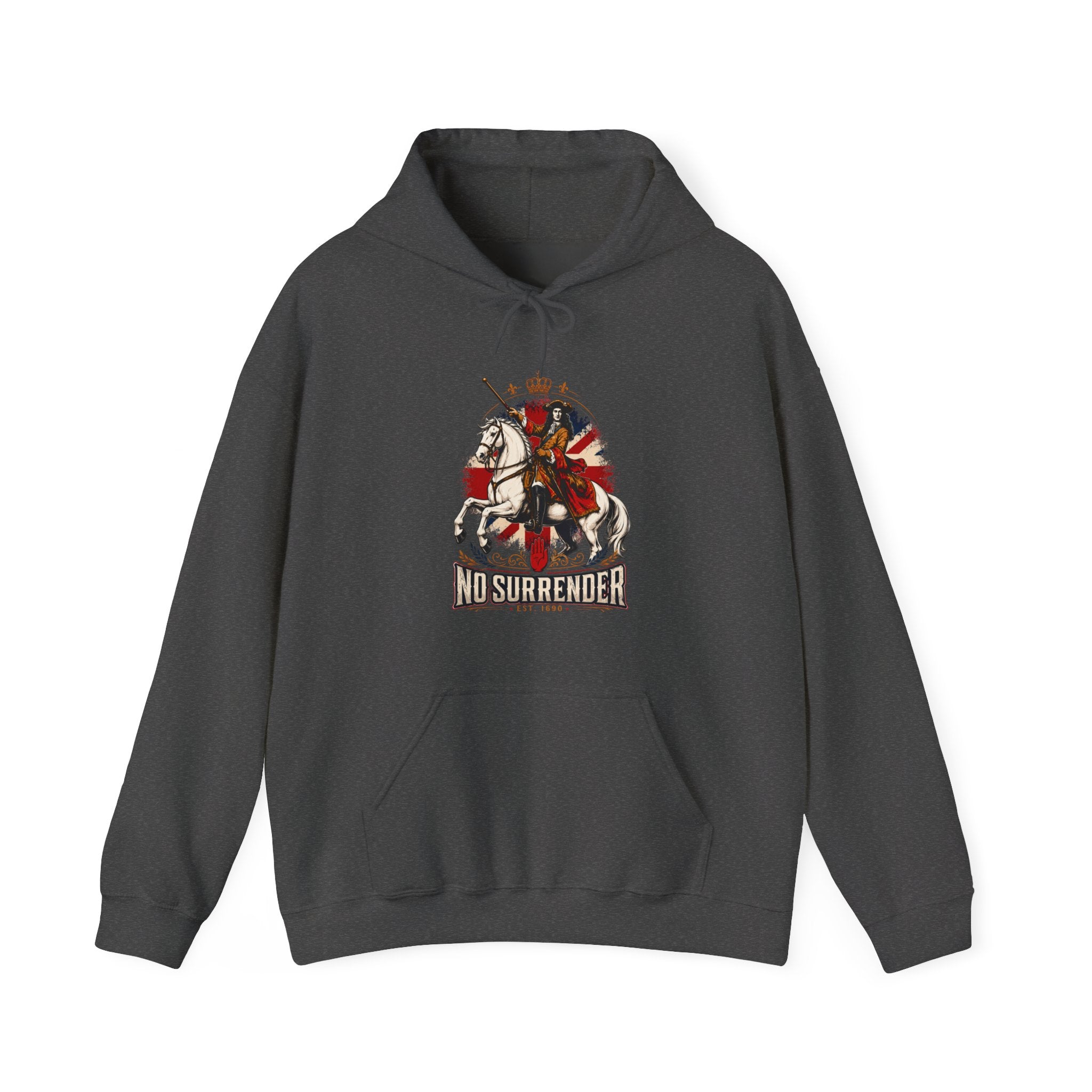 No Surrender Hoodie — Vintage Knight Coat of Arms Graphic Sweatshirt