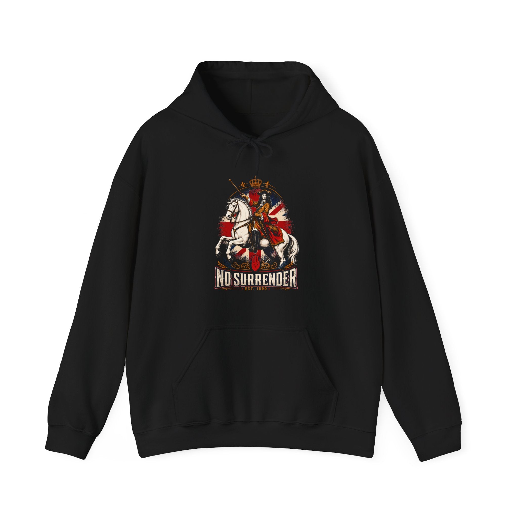 No Surrender Hoodie — Vintage Knight Coat of Arms Graphic Sweatshirt