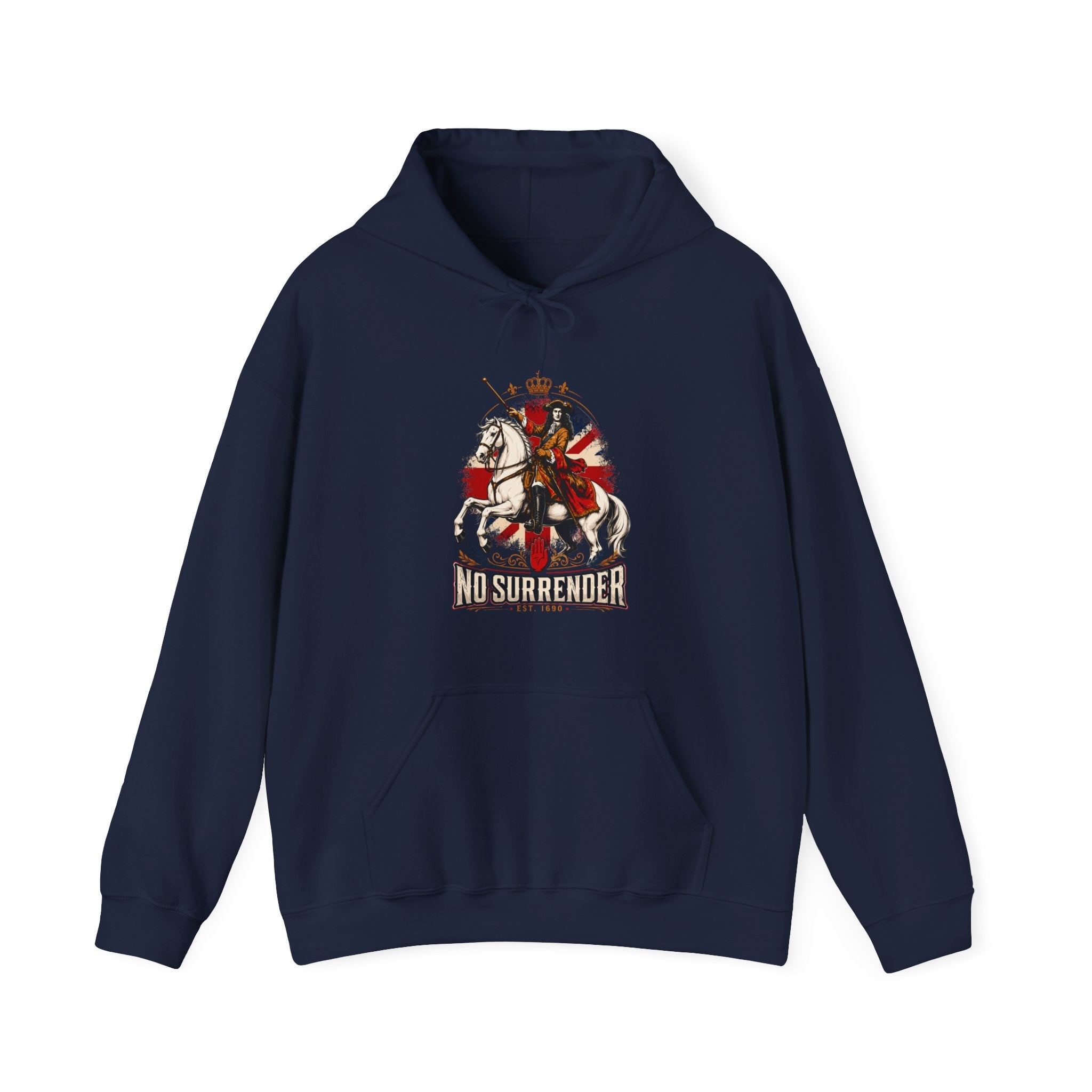 No Surrender Hoodie — Vintage Knight Coat of Arms Graphic Sweatshirt