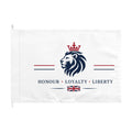 British Patriot Double-Sided Flag — 'Honour • Loyalty • Liberty' Lion & Crown Design