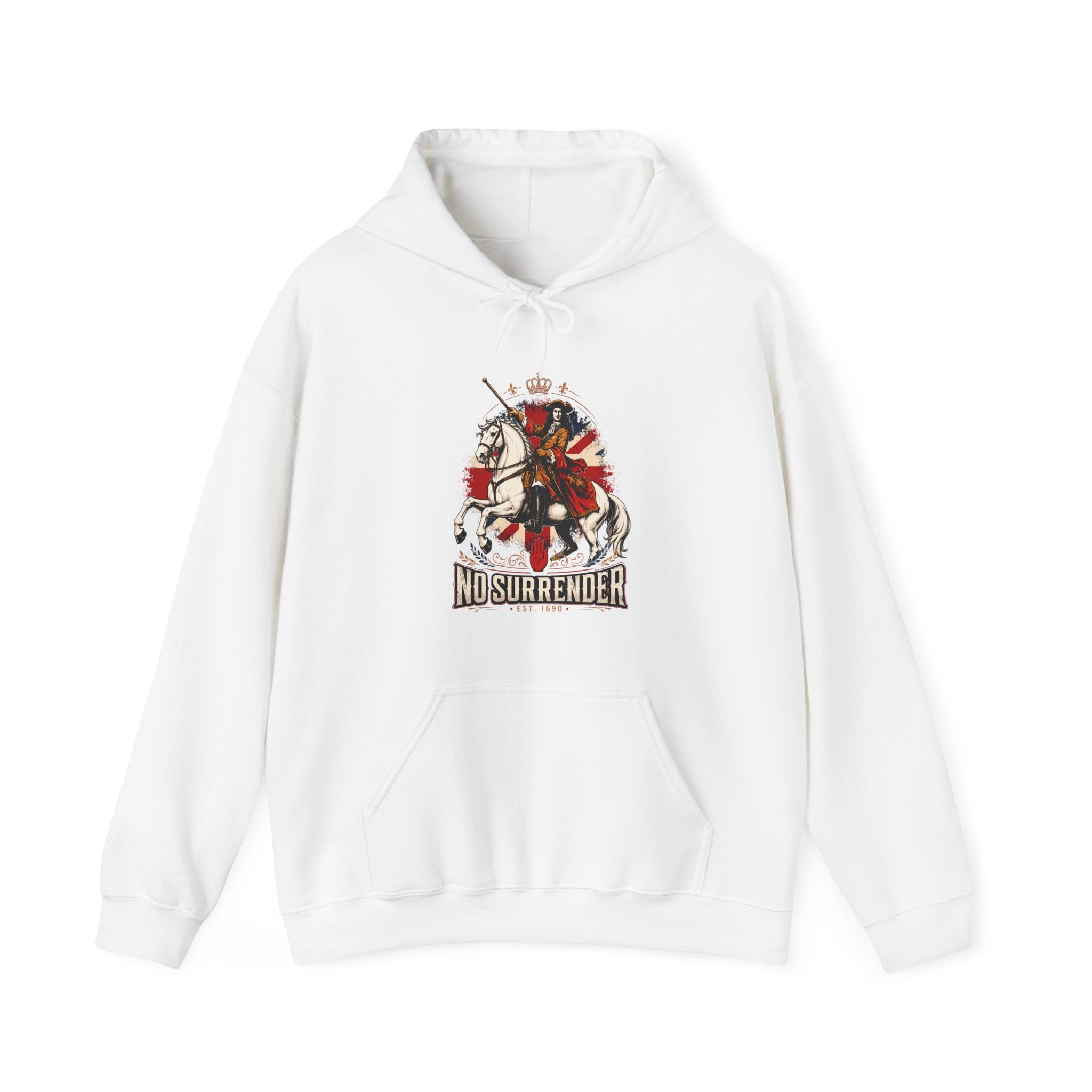 No Surrender Hoodie — Vintage Knight Coat of Arms Graphic Sweatshirt