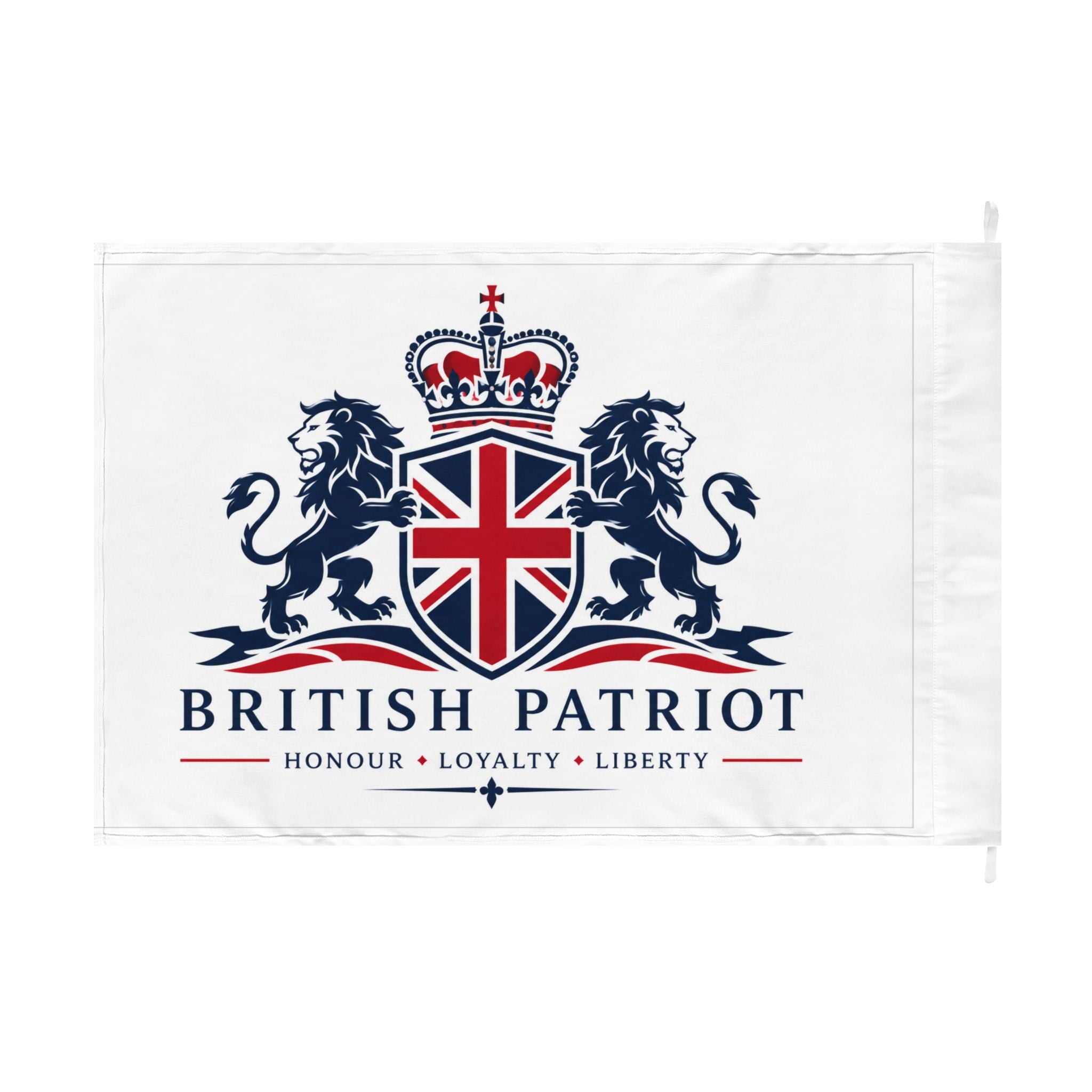 British Patriot Double-Sided Flag — 'Honour • Loyalty • Liberty' Lion & Crown Design