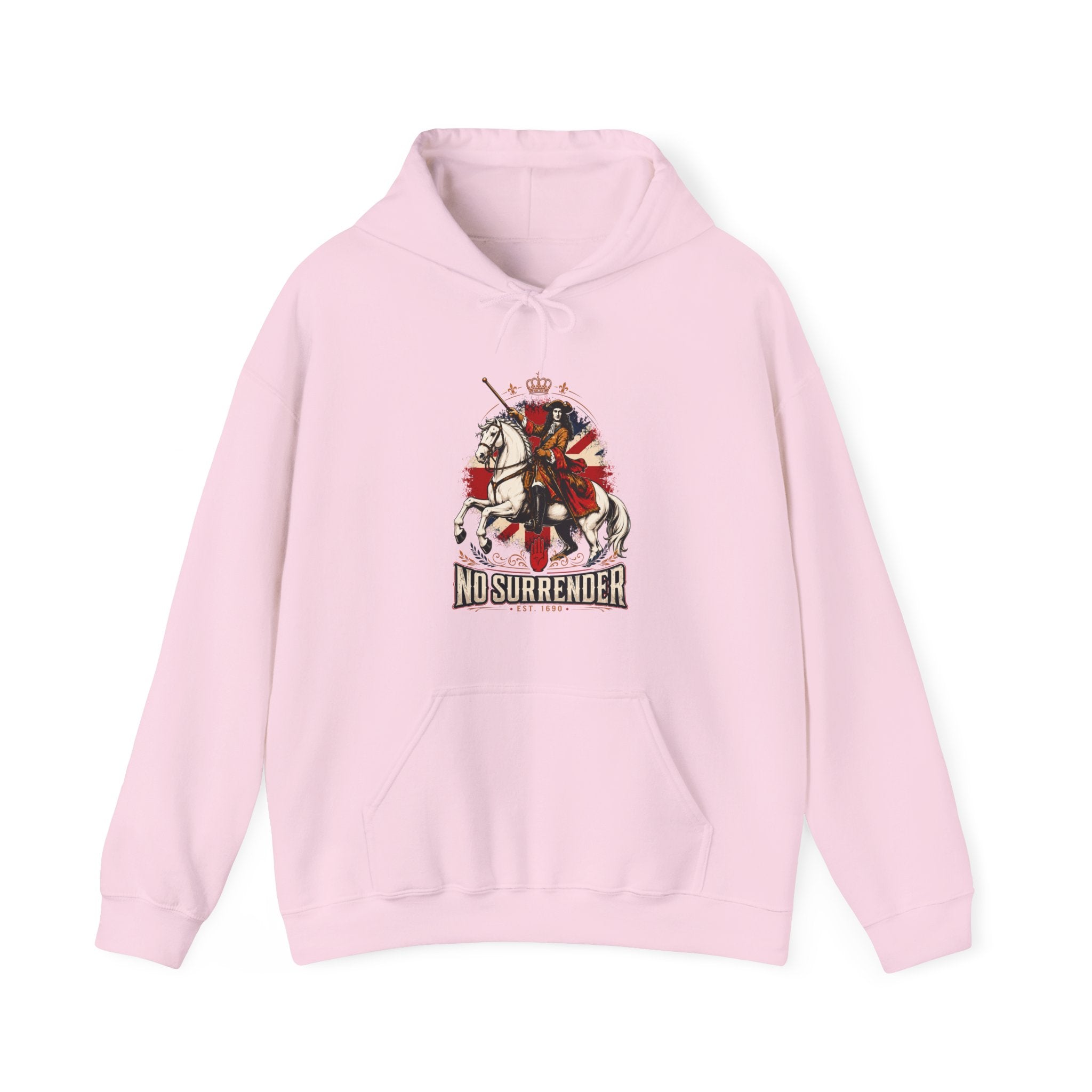 No Surrender Hoodie — Vintage Knight Coat of Arms Graphic Sweatshirt