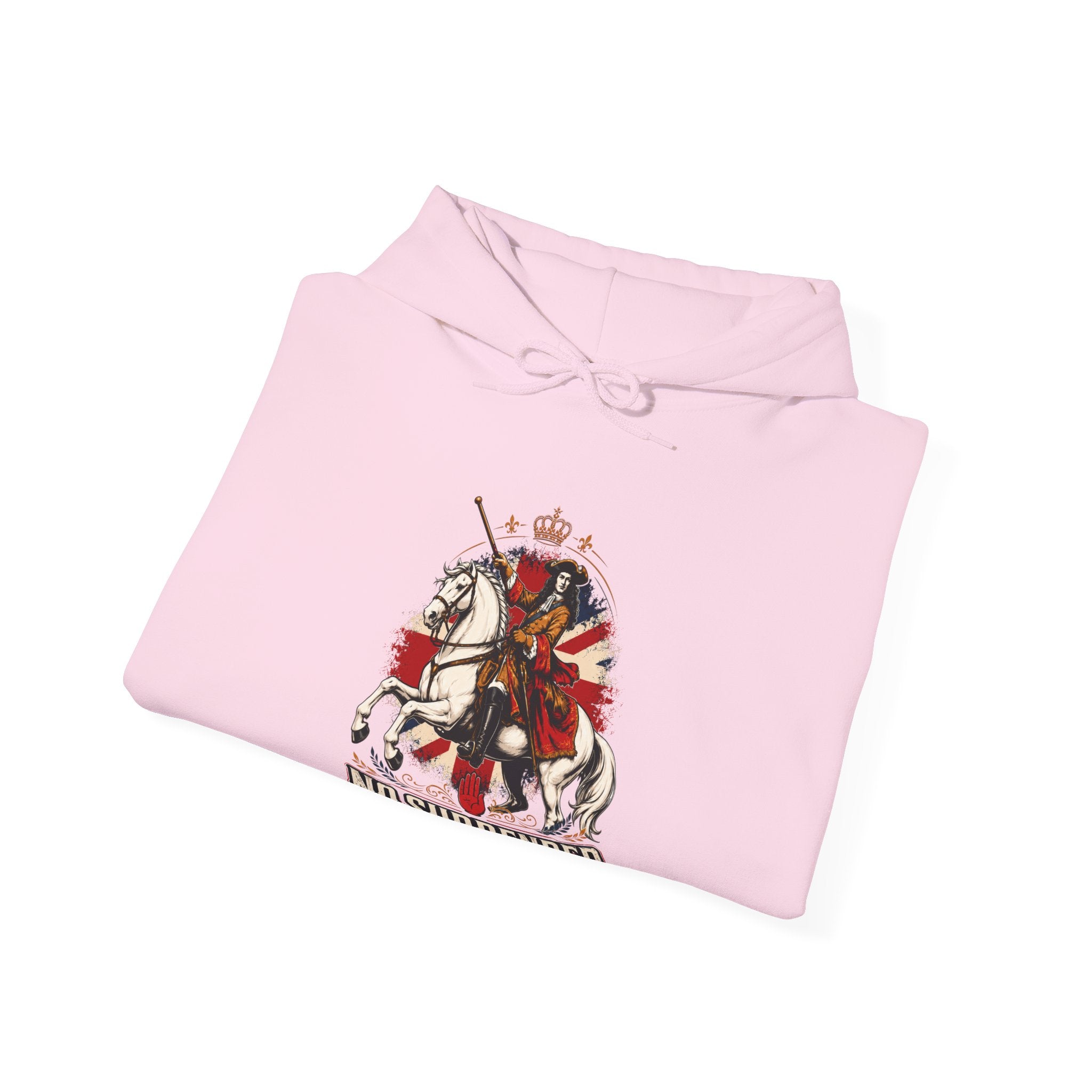 No Surrender Hoodie — Vintage Knight Coat of Arms Graphic Sweatshirt