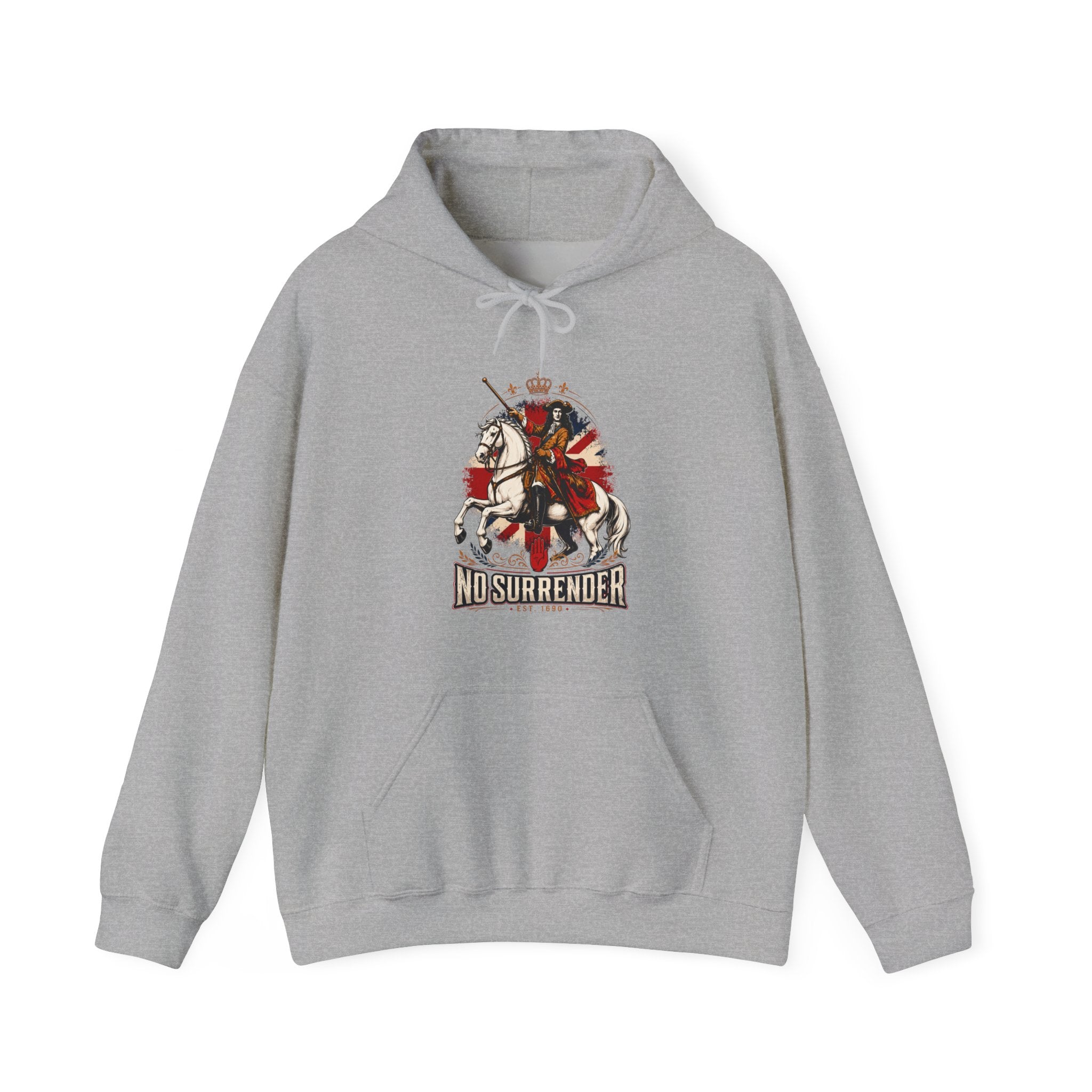 No Surrender Hoodie — Vintage Knight Coat of Arms Graphic Sweatshirt