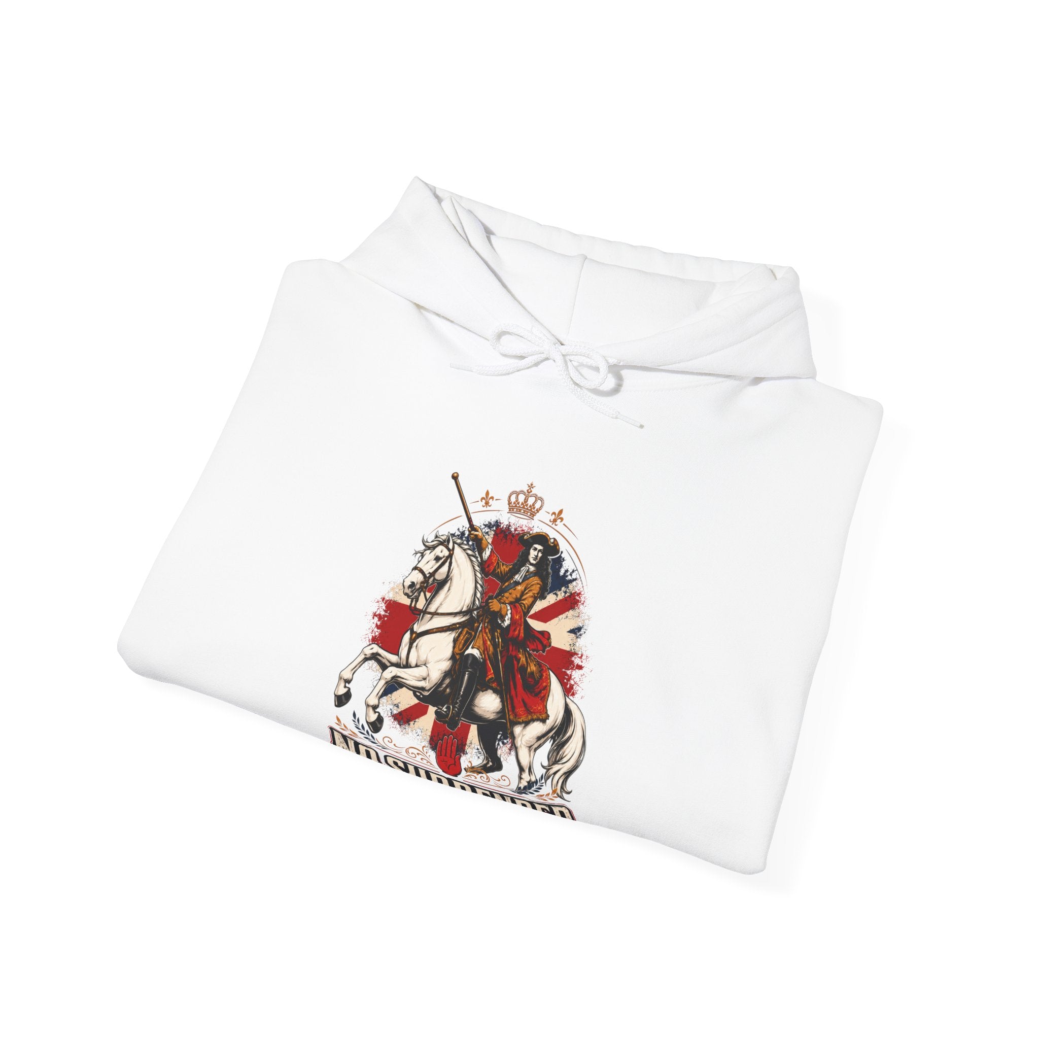 No Surrender Hoodie — Vintage Knight Coat of Arms Graphic Sweatshirt