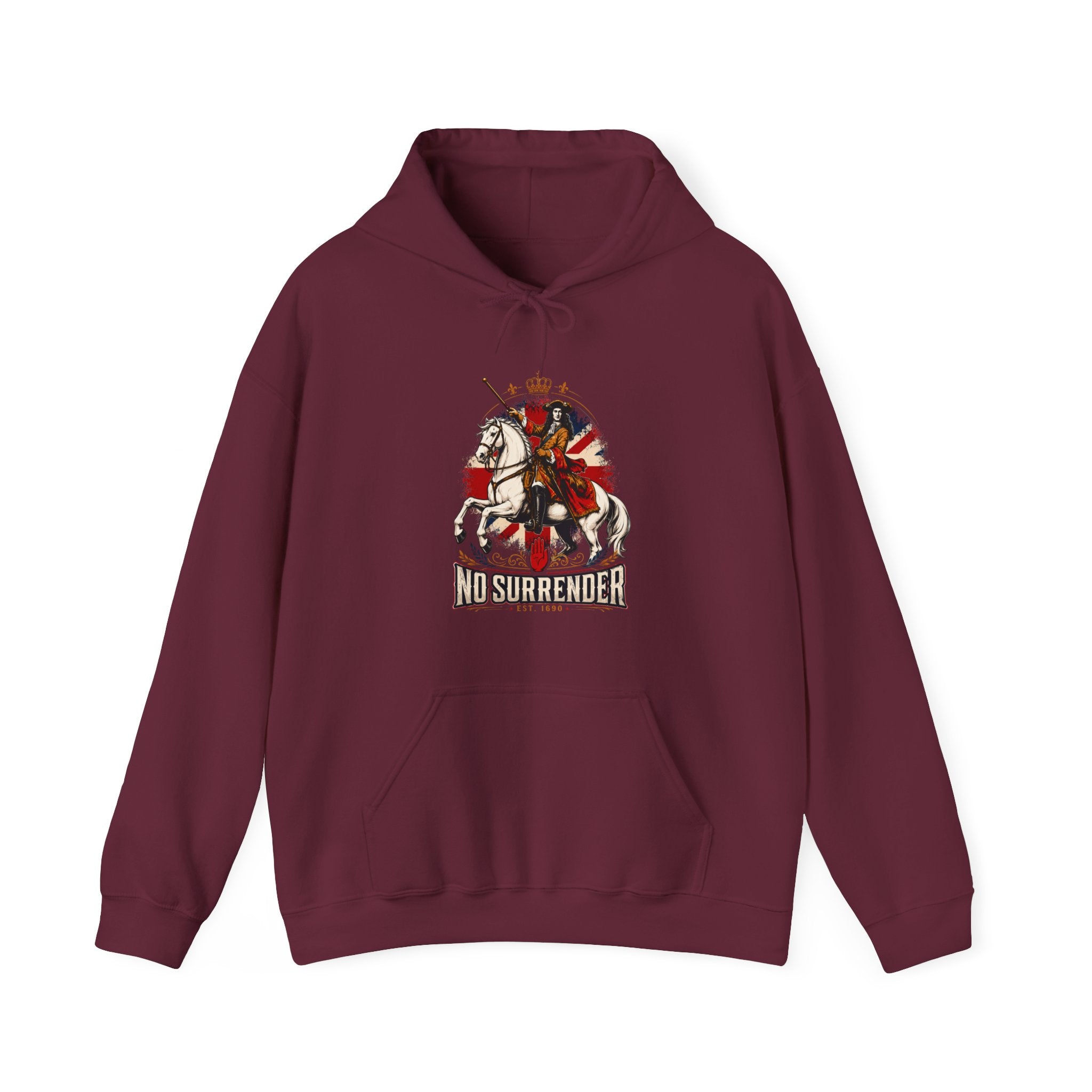 No Surrender Hoodie — Vintage Knight Coat of Arms Graphic Sweatshirt