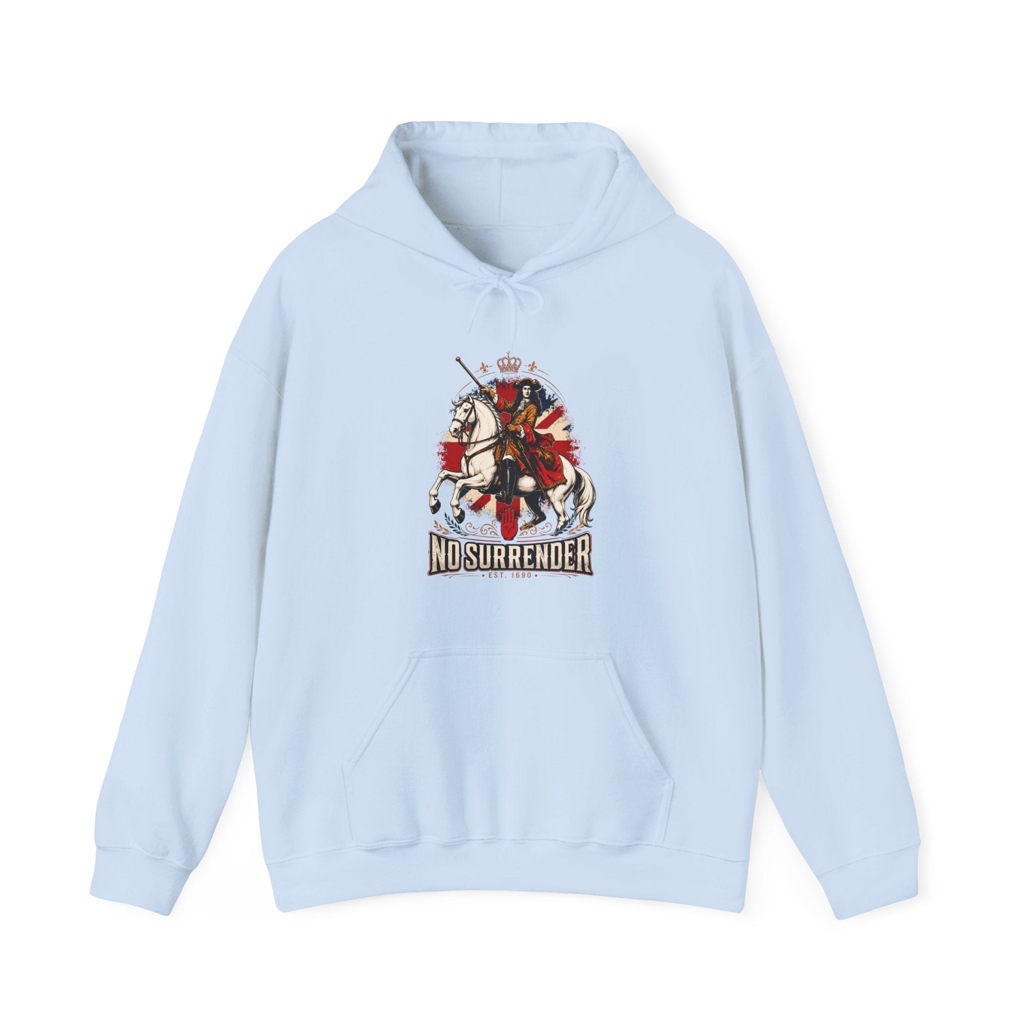 No Surrender Hoodie — Vintage Knight Coat of Arms Graphic Sweatshirt